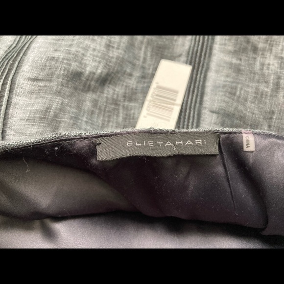NWT 100% Linen Elie Tahari Lynelle Pleated Grey Midi Skirt - Picture 7 of 10